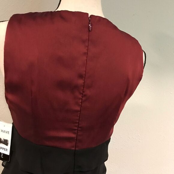 Black and burgundy midi sleeveless layered dress - Picture 10 of 13